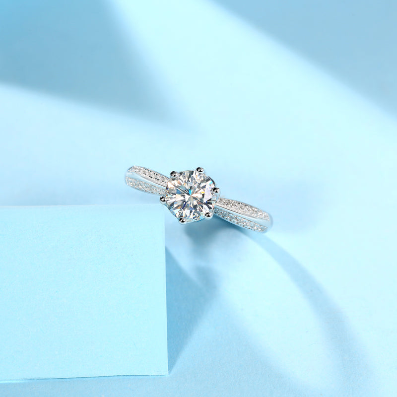 1Moissanite Diamond Wedding Ring Luxury Fashion Silver Ring Prohibit TikTok sales - 5 - CJ