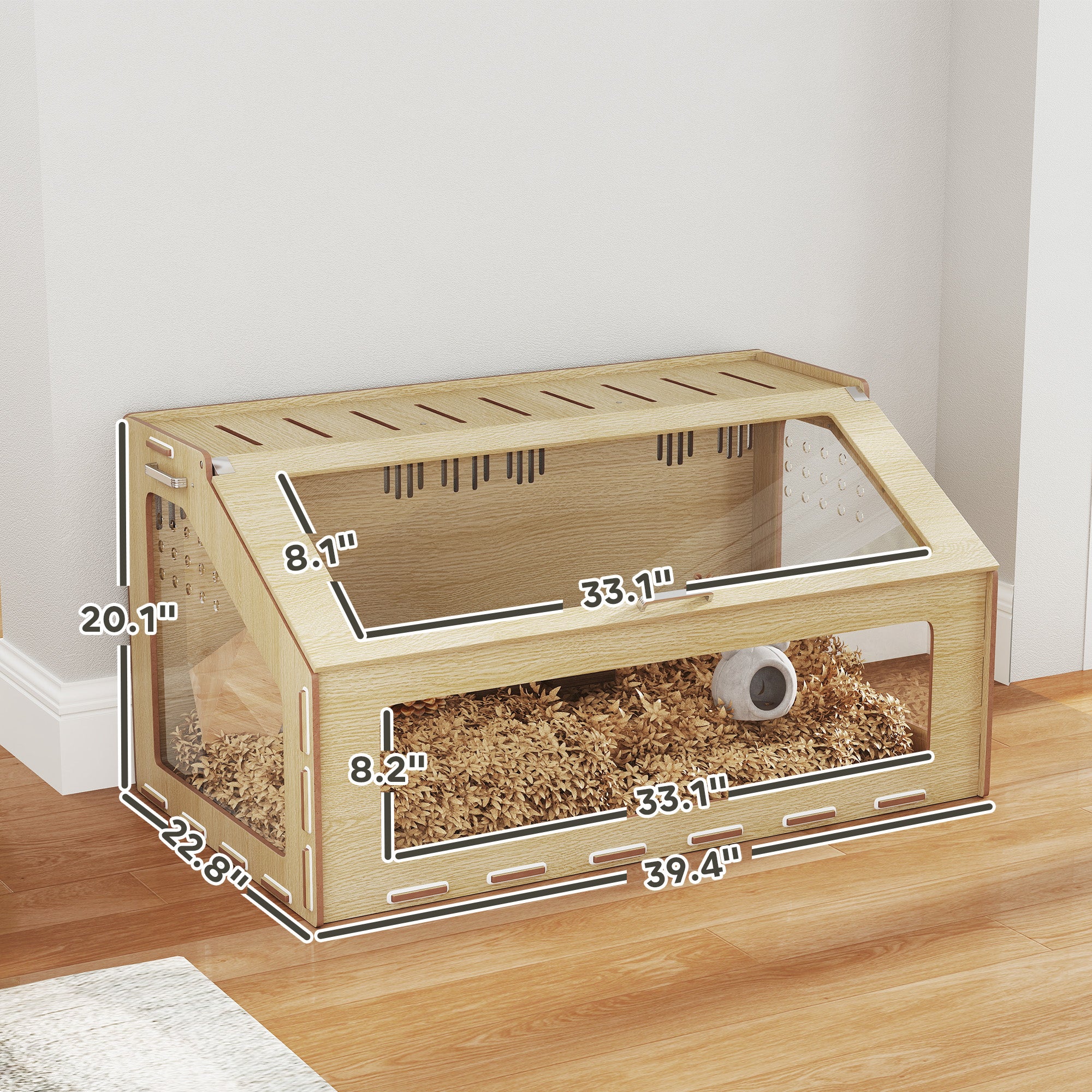 39 Inch Hamster Cage Habitat With Acrylic Window & Openable Top For Hamster, Gerbil, Guinea Pig, Rat, Oak - 5 - cjdroshippping