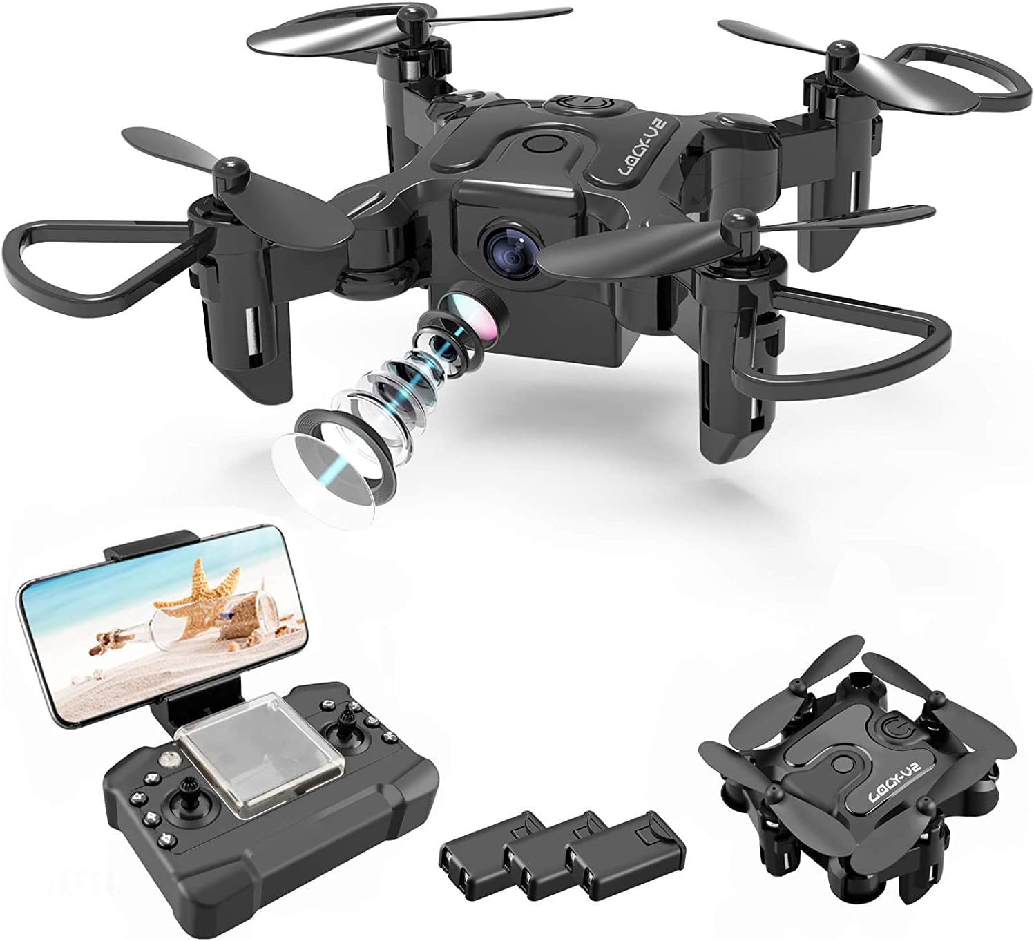 DE V2 Mini Drone Selfie WIFI FPV With HD Camera Foldable Arm RC Quadcopter Toy - 5 - CJ
