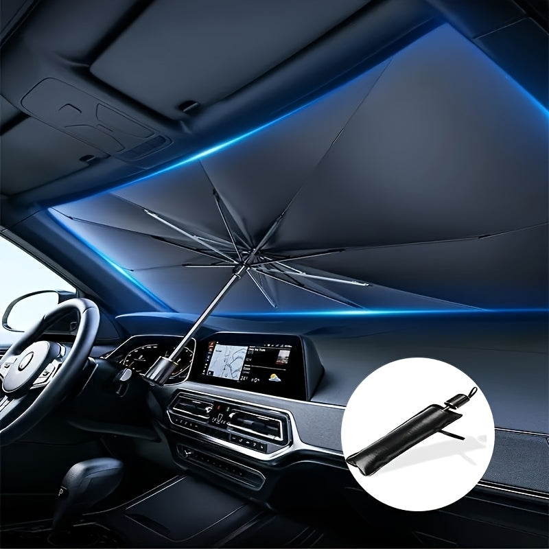 UPF50 - Sunshade - UPF50 - Compact Roll - Up Sunshade For Front Window - Heat Insulation And UV Protection, Easy - to - Use Auto Interior Accessory, Fits Most Vehicles, Sun Protection Curtain, Sleek Black Umb - 5 - cjdropshipping