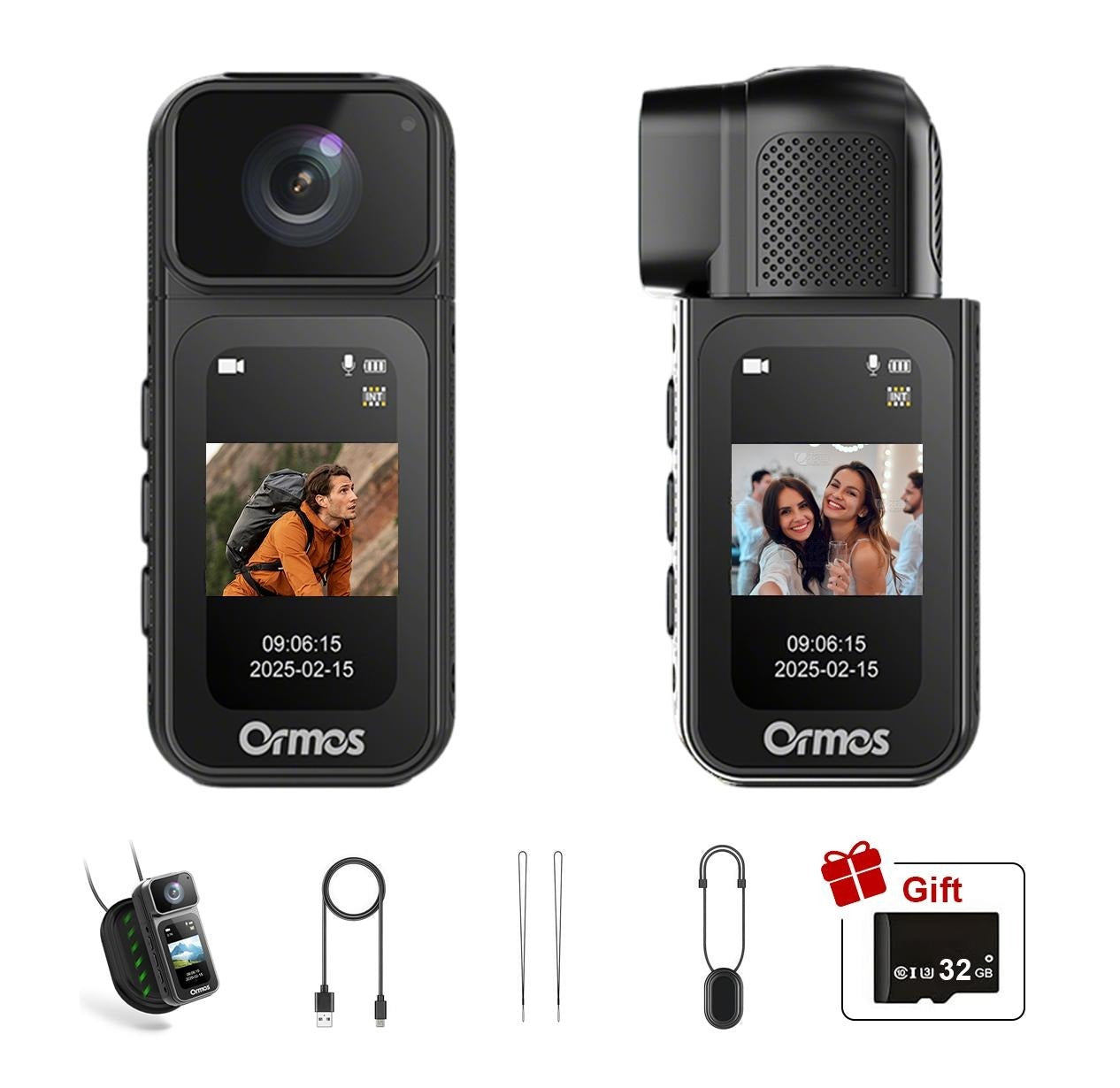 Ormos Mini Action Camera With 180 Degree Rotating Lens - 2.7K Ultra HD Thumb - Sized Camera, Magnetic Mount, WiFi APP Control, Portable Wearable Camera For Outdoor Sports & Daily Vlogging - 5 - CJ