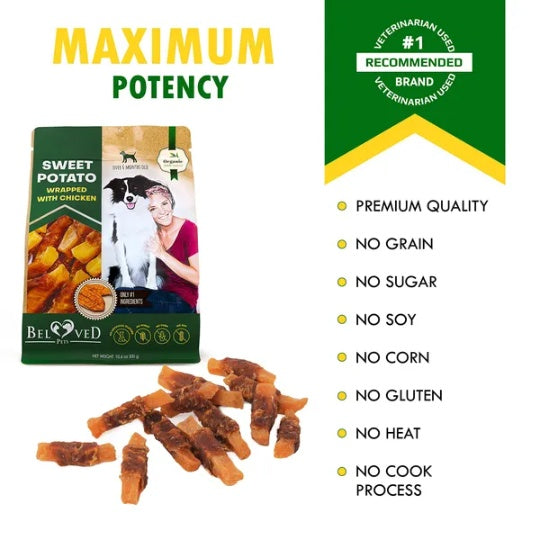 Dog Sweet Potato Wrapped With Chicken Pet Natural Chew Treats Grain Free Organic Meat Human Grade Dried Snacks In Bulk For Training For Small & Large Dogs Sweet Potato - 5 - CJ