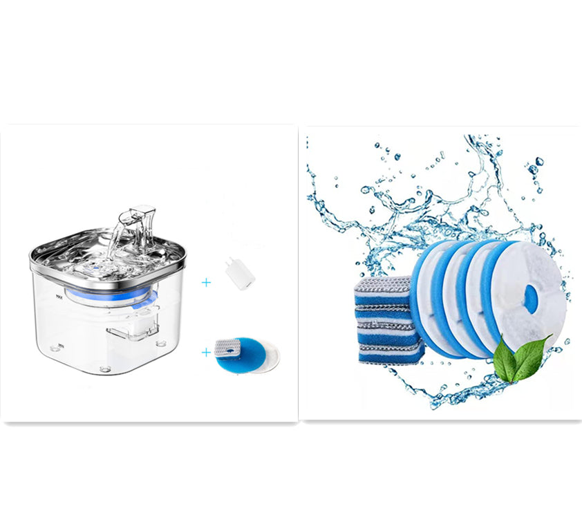 Pet Cat Dog Stainless Steel Automatic Circulation Water Dispenser Intelligent Fountain Pets Accessories - 0 - CJ - Basic payment set - US - CJMY174605320TG