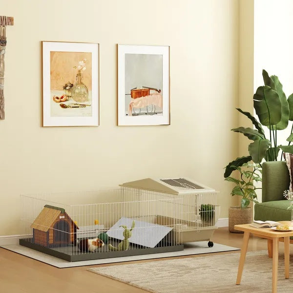 Small Animal Cage With Removable Pet Playpen, Guinea Pig Cage With Waterproof Pad - 5 - cjdroshippping