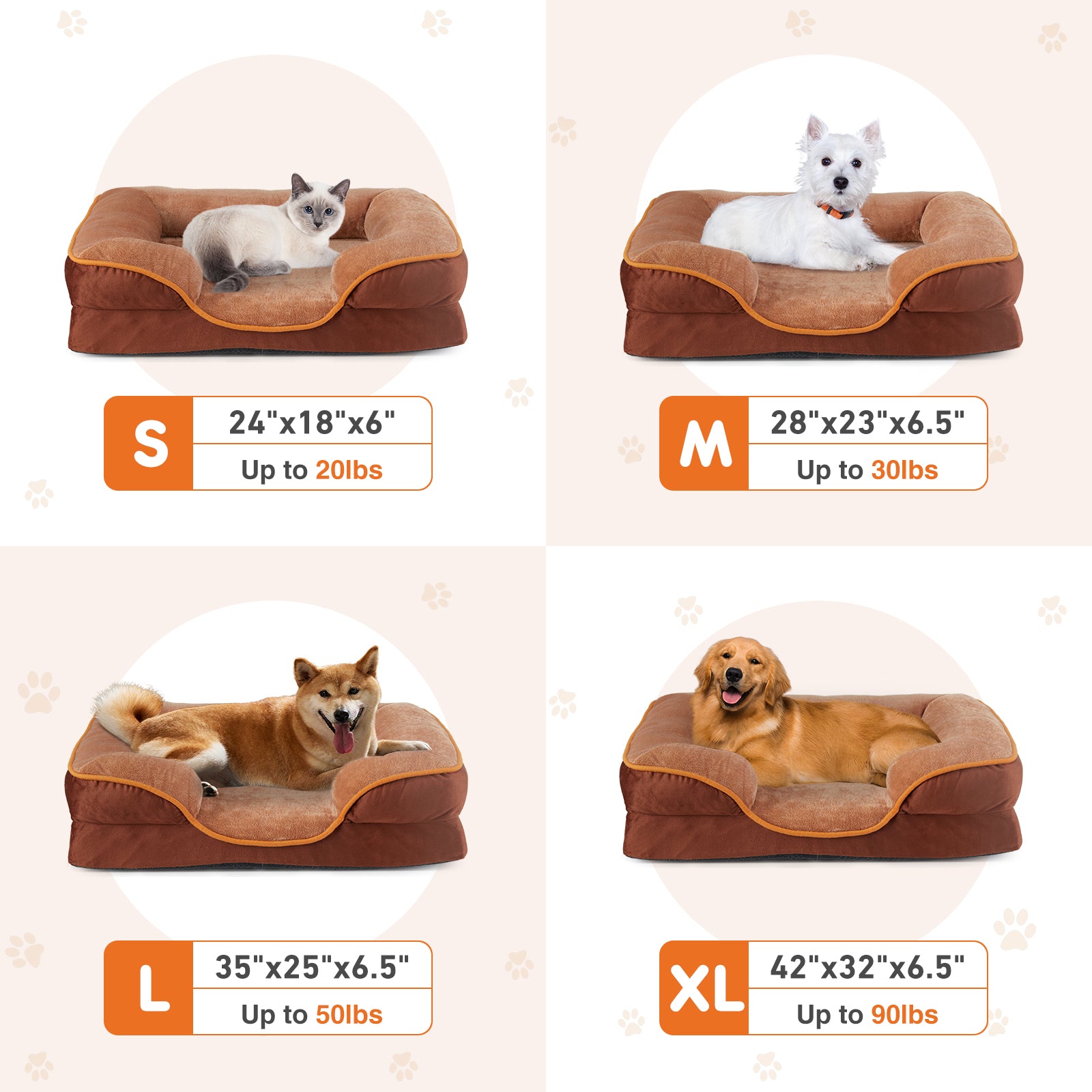 Memory Foam Pet Bed For Small Dogs & Cats With Washable Removable Cover Non - Slip Base Waterproof Liner - 5 - CJ