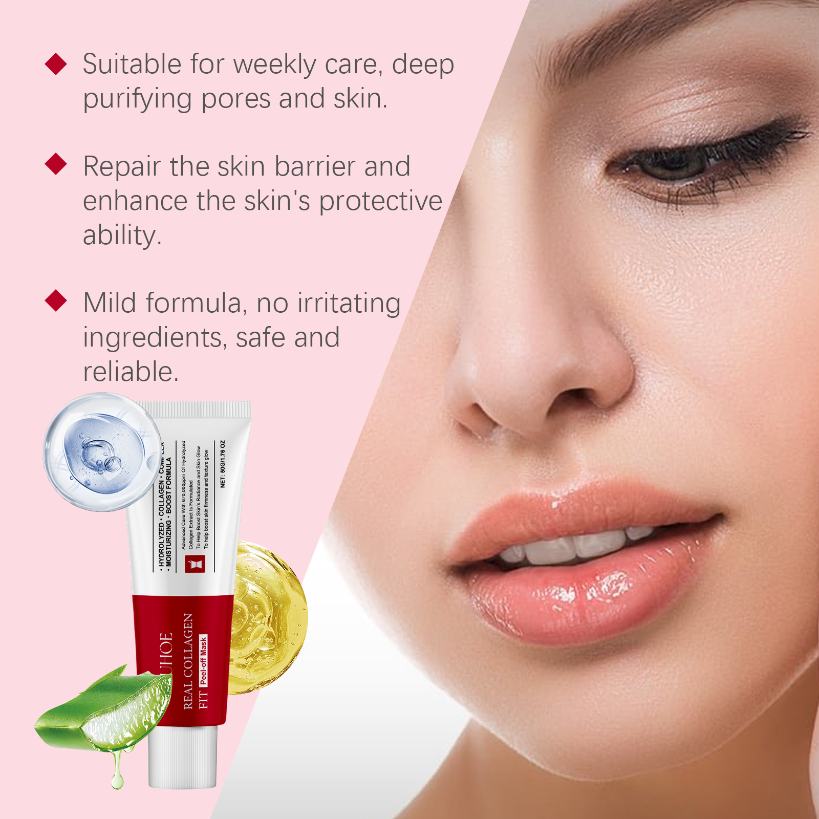 OUHOE Collagen Tearing Mask Nourishes, Moisturizes, Firming And Firming Collagen Mask For Tender Skin - 5 - CJ