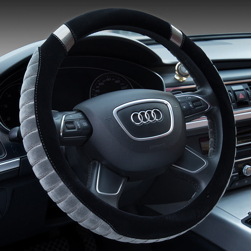 Steering wheel short plush car handle - 0 - CJ - Grey - 38cm - CJQCNBFX00032 - Grey - 38cm