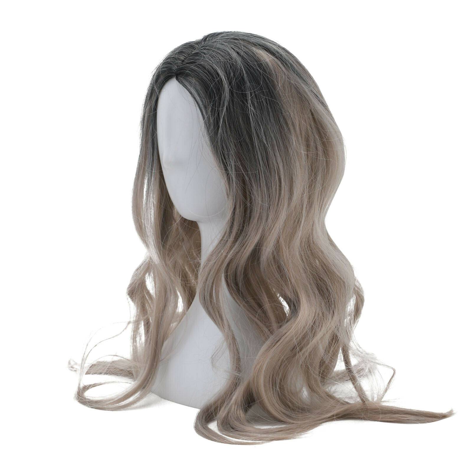 Brown Gold Blonde Long Wavy Wig Synthetic Curly Hair Cosplay Fashion - 5 - CJ