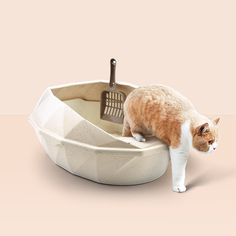 Plastic Anti - sputtering Diamond - shaped Semi - enclosed Cat Litter Box - 0 - CJ