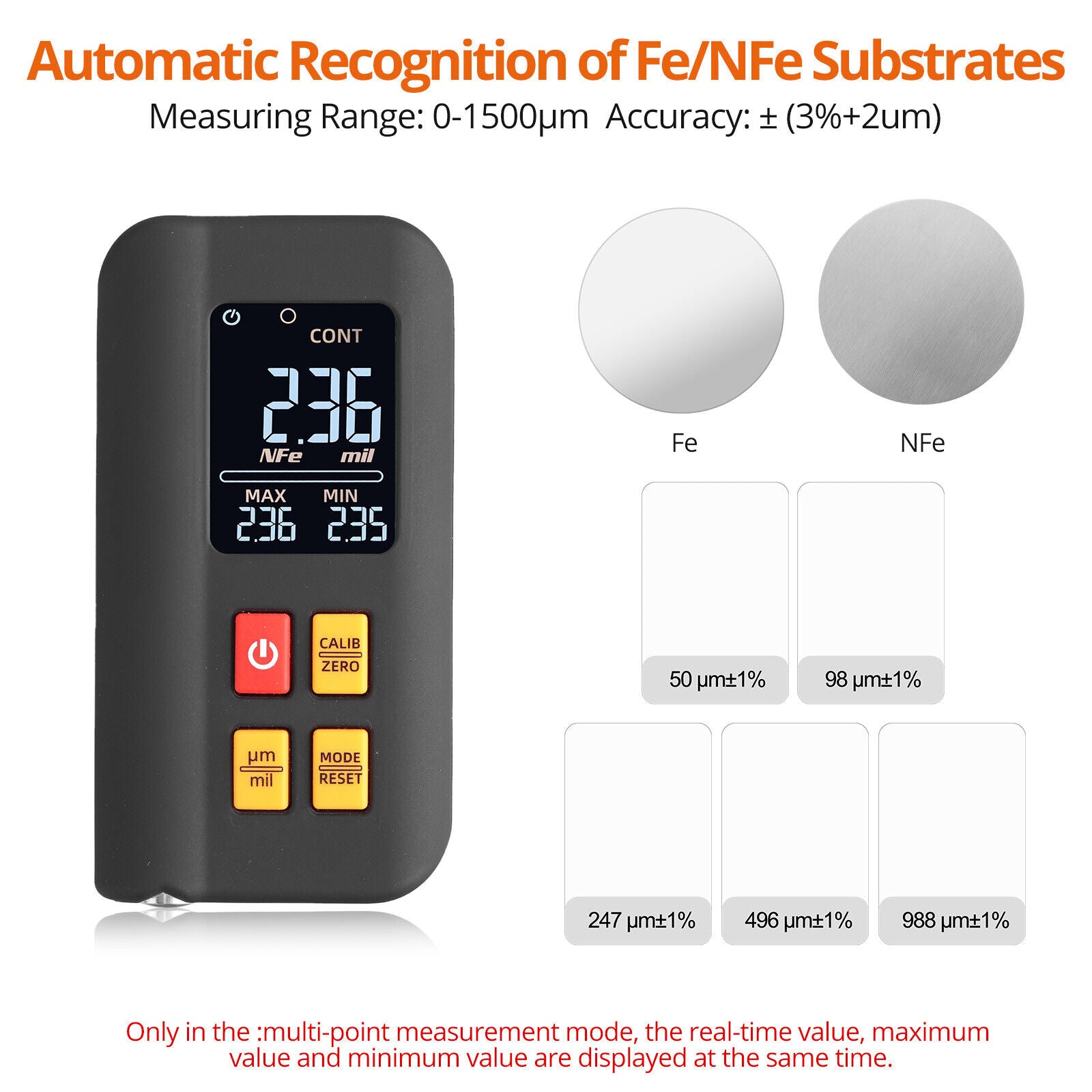 LCD Digital Thickness Gauge Car Coating Paint Film Depth Tester Fe NFe Probe - 5 - CJ