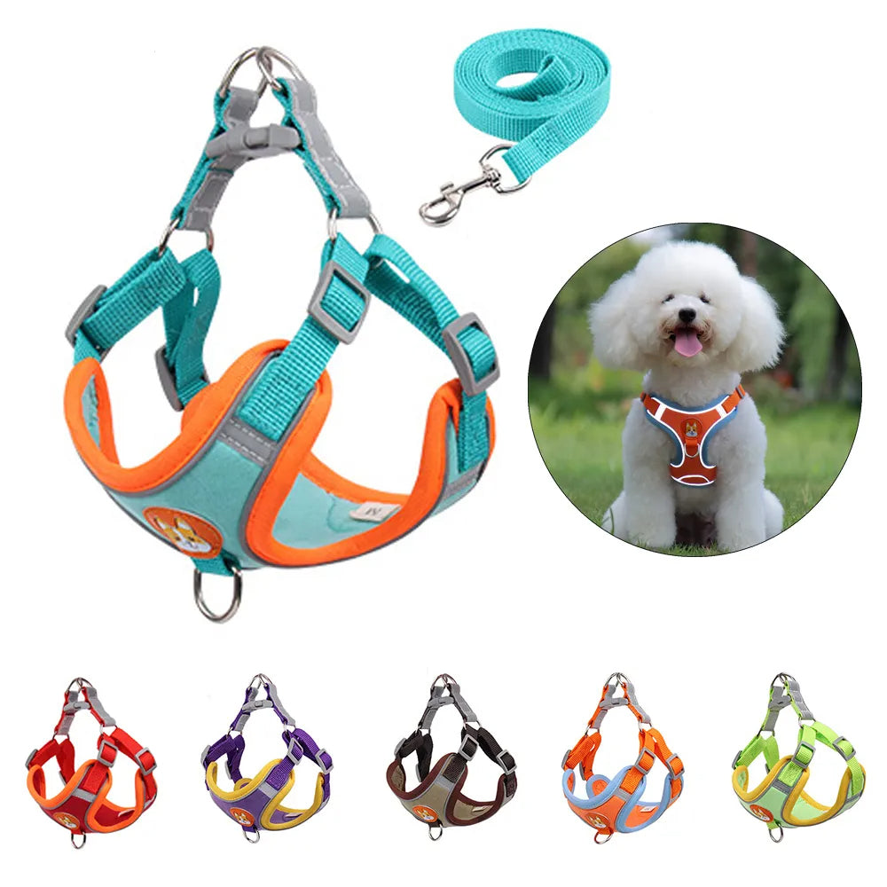 New Dog Leash And Harness Set Pet Dog Harness And Leash Set Adjustable Puppy Cat Harness Vest Reflective Walking No Pull Lead Leash For Small Dogs Chihuahua - 5 - CJ