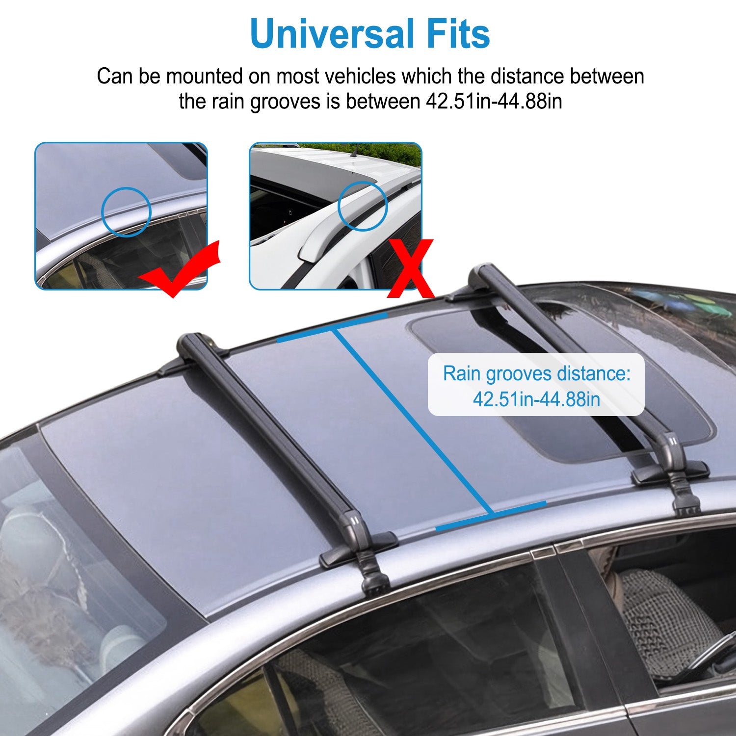 2PCS Universal 110cm 43 - inch Car Roof Rack Cross Bar With Anti - Theft Lock Adjustable Window Frame For Bike Kayak Cargo Luggage - 5 - cjdropshipping