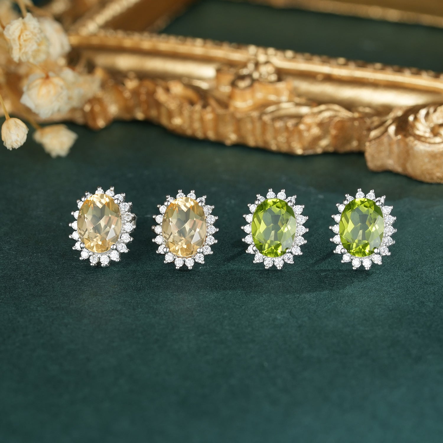 S925 Silver Natural Topaz Peridot Earrings Women's Luxury Premium Jewelry - 4 - CJ