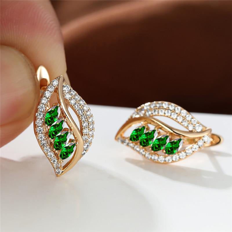 Ins Leaf - shaped Rhinestones Earrings Fashion Unique Zircon - encrusted Stud Earrings Women's Jewelry - 0 - CJ