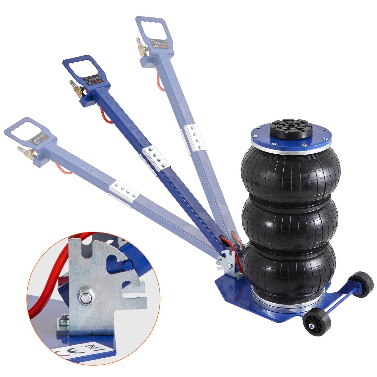 VEVOR Air Jack, 3 Ton 6600 Lbs Triple Bag Air Jack, Airbag Jack With Six Steel Pipes, Lift Up, 3 - 5 S Fast Lifting Pneumatic Jack, With Adjustable Long Handles For Cars, Garages, Repair Blue - 5 - CJ
