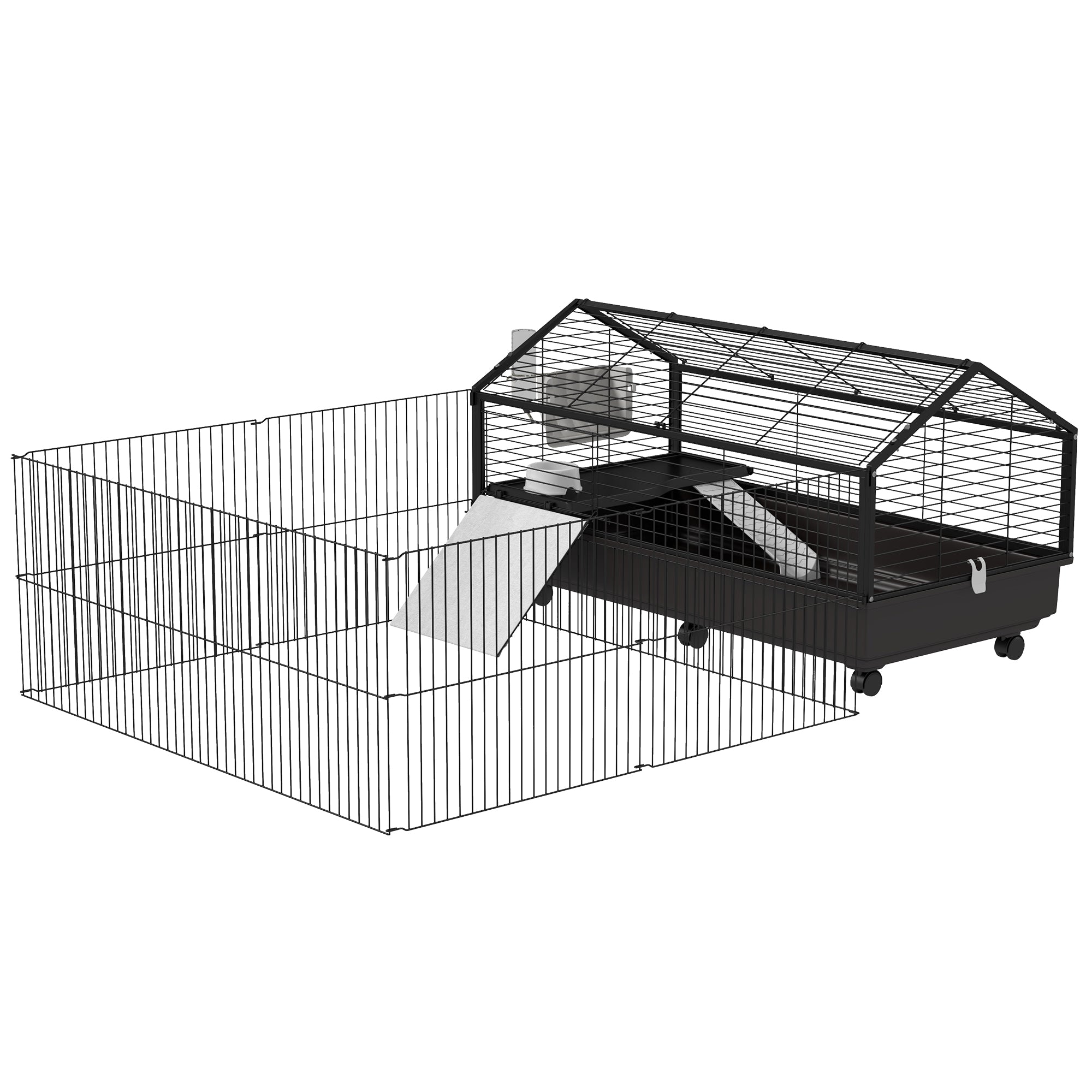 Small Animal Playpen Cage with Rolling Caster, Water Bottle 46.5" - 5 - CJ