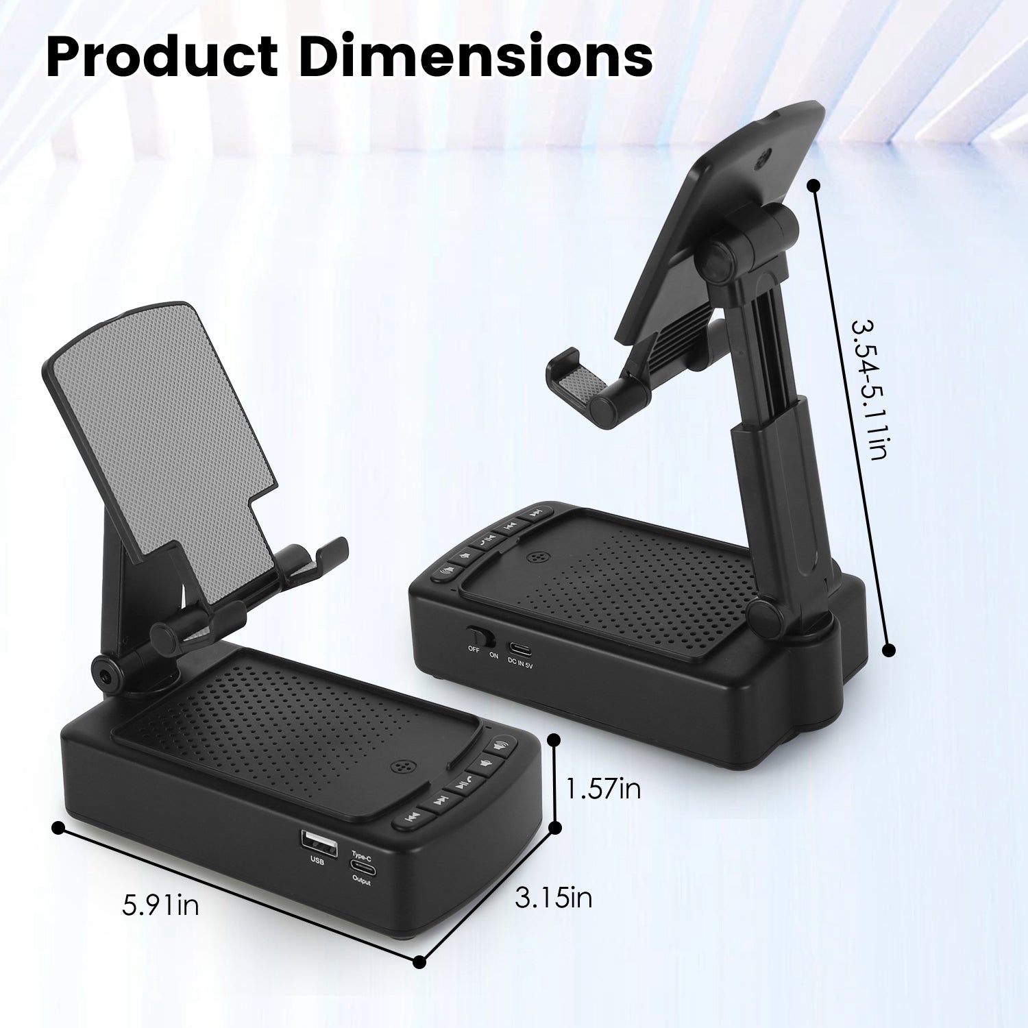 1Pc Cell Phone Stand With HD Surround Wireless Speaker Power Bank Portable Foldable Charging Phone Stand With Anti Slip Base Compatible With Phone Tablet For Home Office Outdoor - 5 - CJ