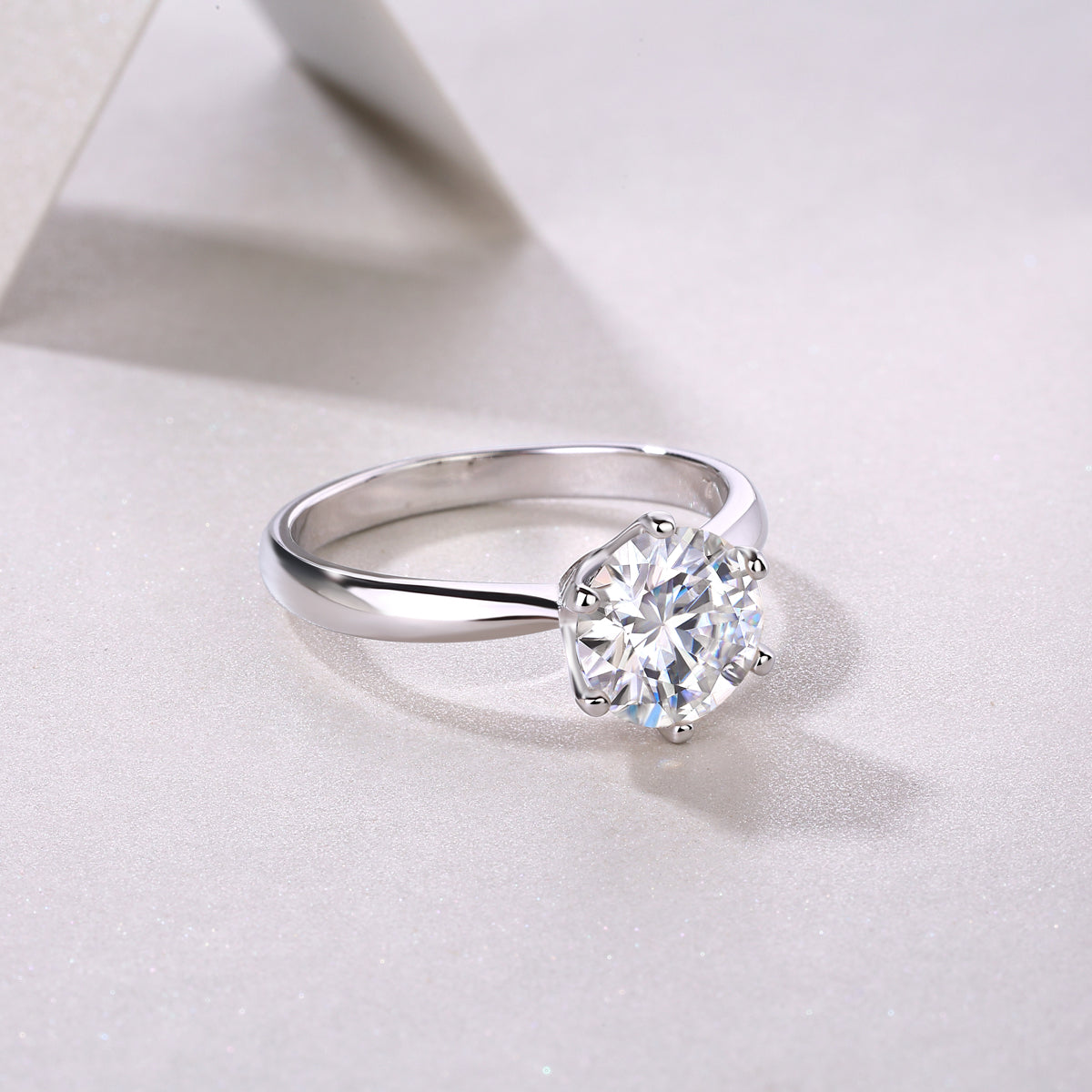 Classic Six - prong Mossan Diamond Silver Open Ring And Fixed Ring Prohibit TikTok sales - 5 - CJ