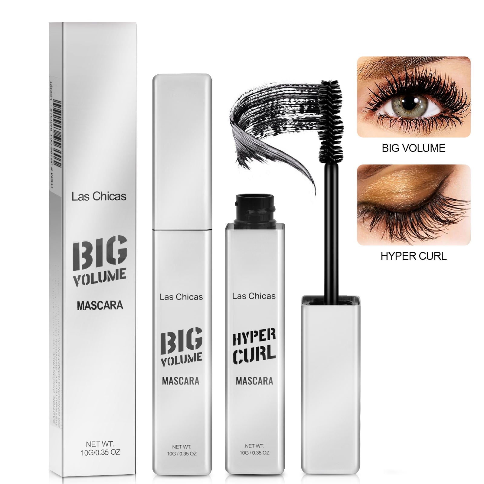 2pcs Las Chicas 12 - hour Long - lasting Waterproof 10ml Ultra Volumizing Lengthening Clump - free Oil - proof Black Mascara - 5 - CJ
