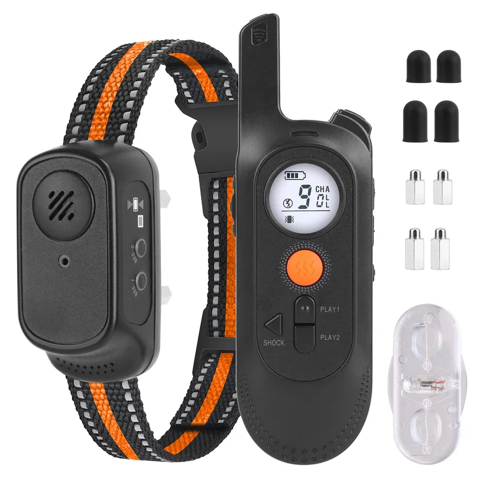 984FT Dog Training Collar IP65 Waterproof Pet Beep Vibration Electric Shock Collar 3 Channels Rechargeable Transmitter Receiver Trainer With Recording Safety Keypad Lock - 5 - CJ