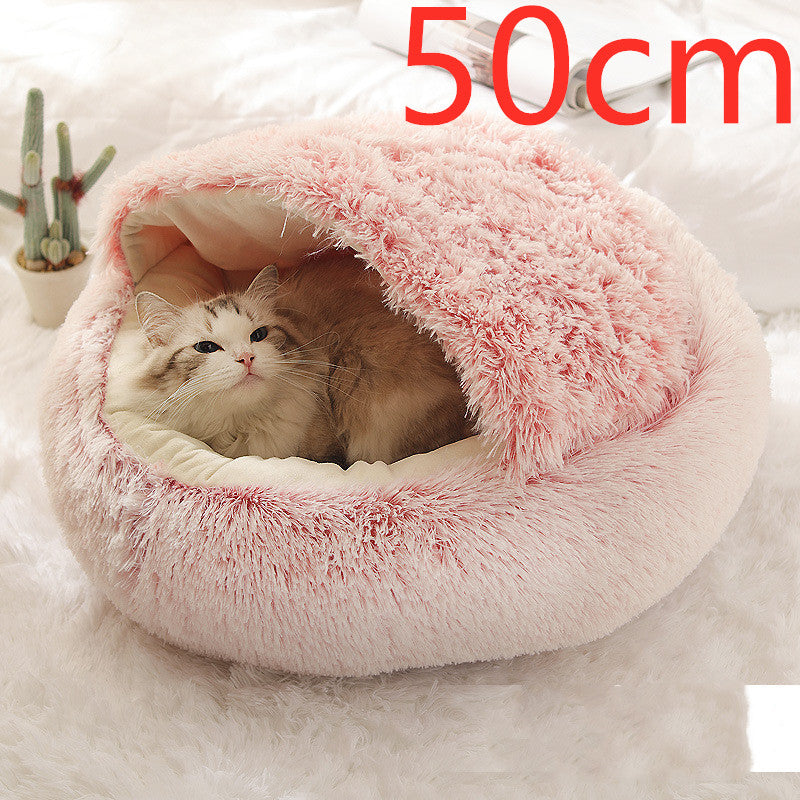 2 In 1 Dog And Cat Bed Pet Winter Bed Round Plush Warm Bed House Soft Long Plush Pets Bed Pet Products - 0 - CJ