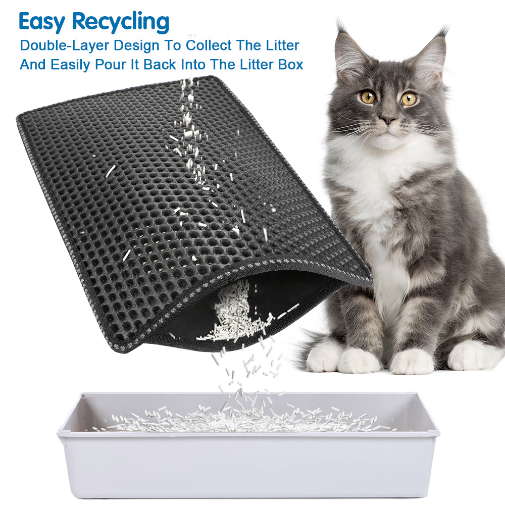 Double Rice Grain Cat Litter Mat, Cat Litter Cleaning Pad, Cat Litter Box Mat, Splash Guard Filter Mat - 5 - CJ