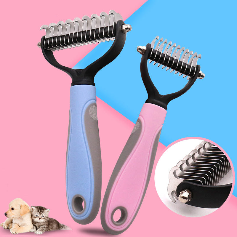 Stainless Double - sided Pet Brush Hair Removal Comb Grooming Dematting Dog Grooming Shedding Tools - 0 - CJ