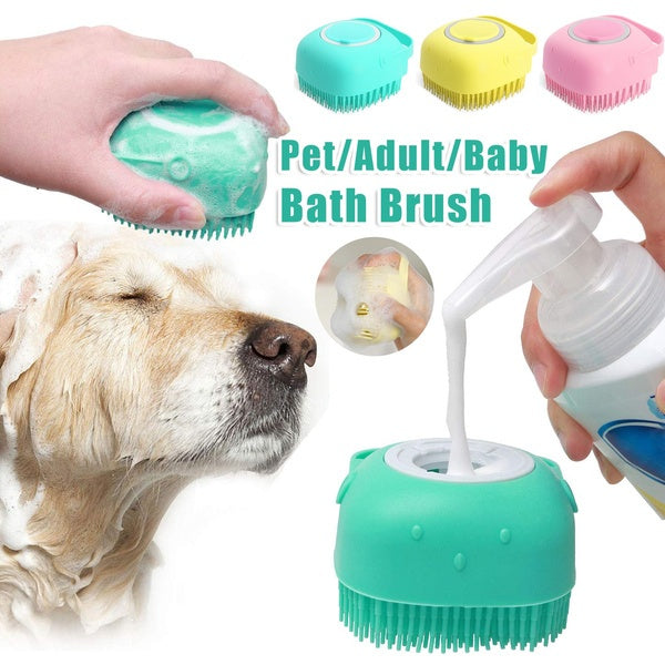 Silicone Dog Bath Massage Gloves Brush Pet Cat Bathroom Cleaning Tool Comb Brush For Dog Can Pour Shampoo Dog Grooming Supplies - 0 - CJ