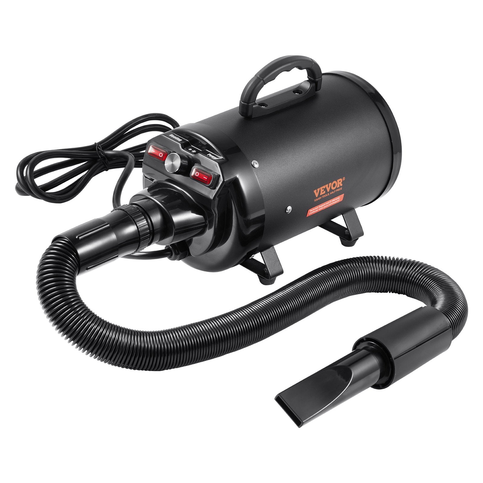 Dog Dryer, 2800W/4.3HP Dog Blow Dryer, Pet Grooming Dryer With Adjustable Speed And Temperature Control, Pet Hair Dryer With 4 Nozzles And Extendable Hose, Black - 5 - CJ