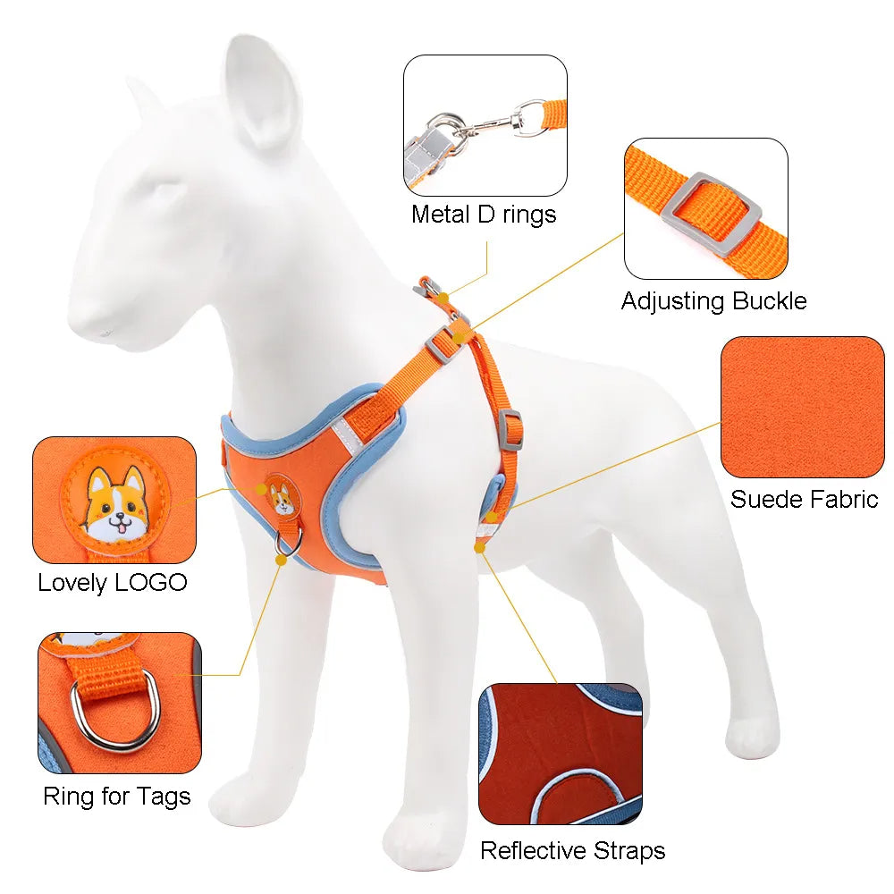 New Dog Leash And Harness Set Pet Dog Harness And Leash Set Adjustable Puppy Cat Harness Vest Reflective Walking No Pull Lead Leash For Small Dogs Chihuahua - 5 - CJ