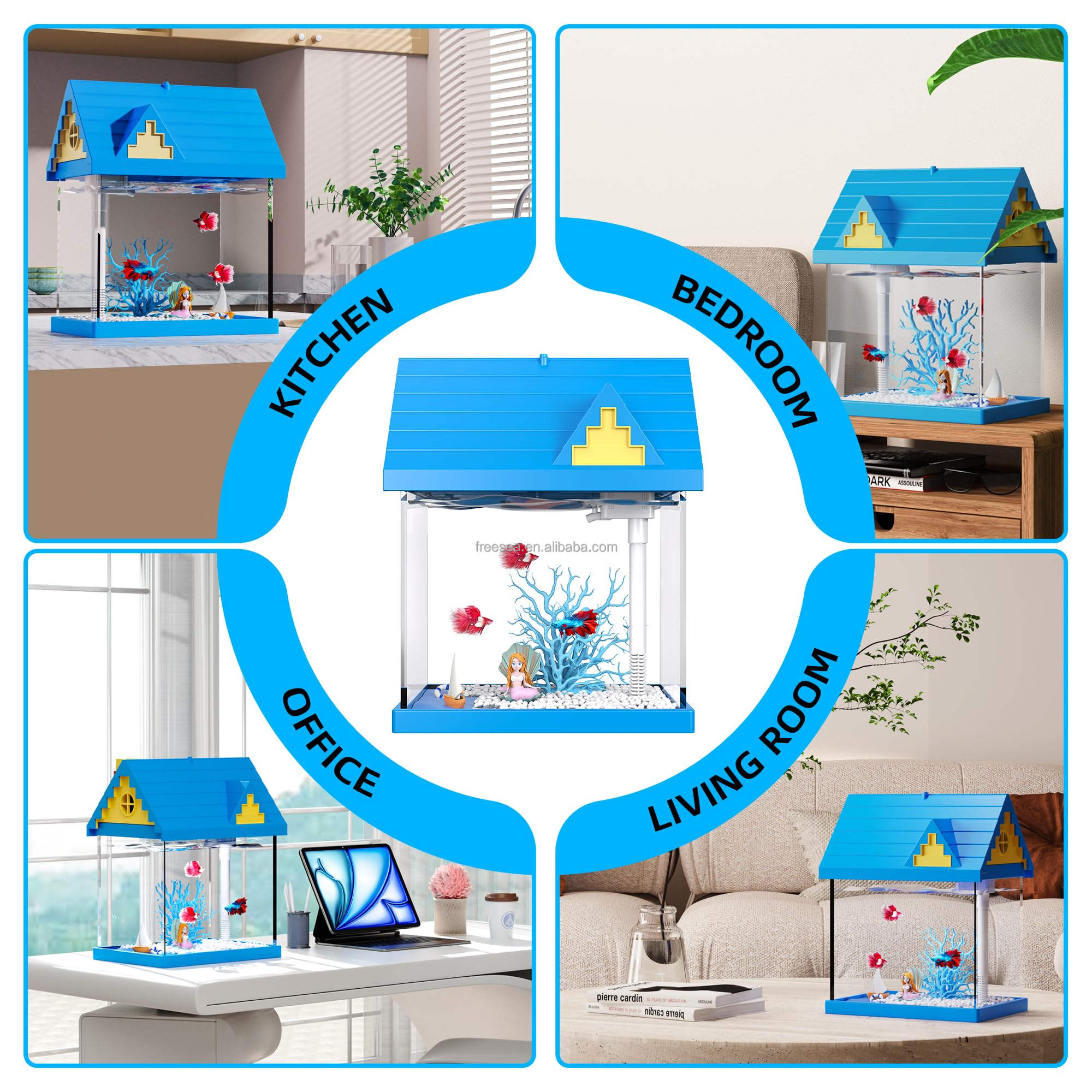 FREESEA 2 - gallon Acrylic Fresh - keeping Fish Tank, Equipped With Filtration And Lighting, Suitable For Shrimp, Jellyfish, And Goldfish, Ideal For Children's Bedrooms. - 5 - CJ