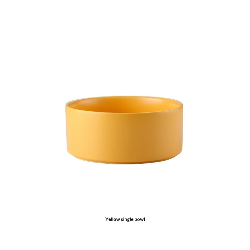 Solid Color Minimalist Home Use Ceramic Cat Food Feed Bowl - 0 - CJ