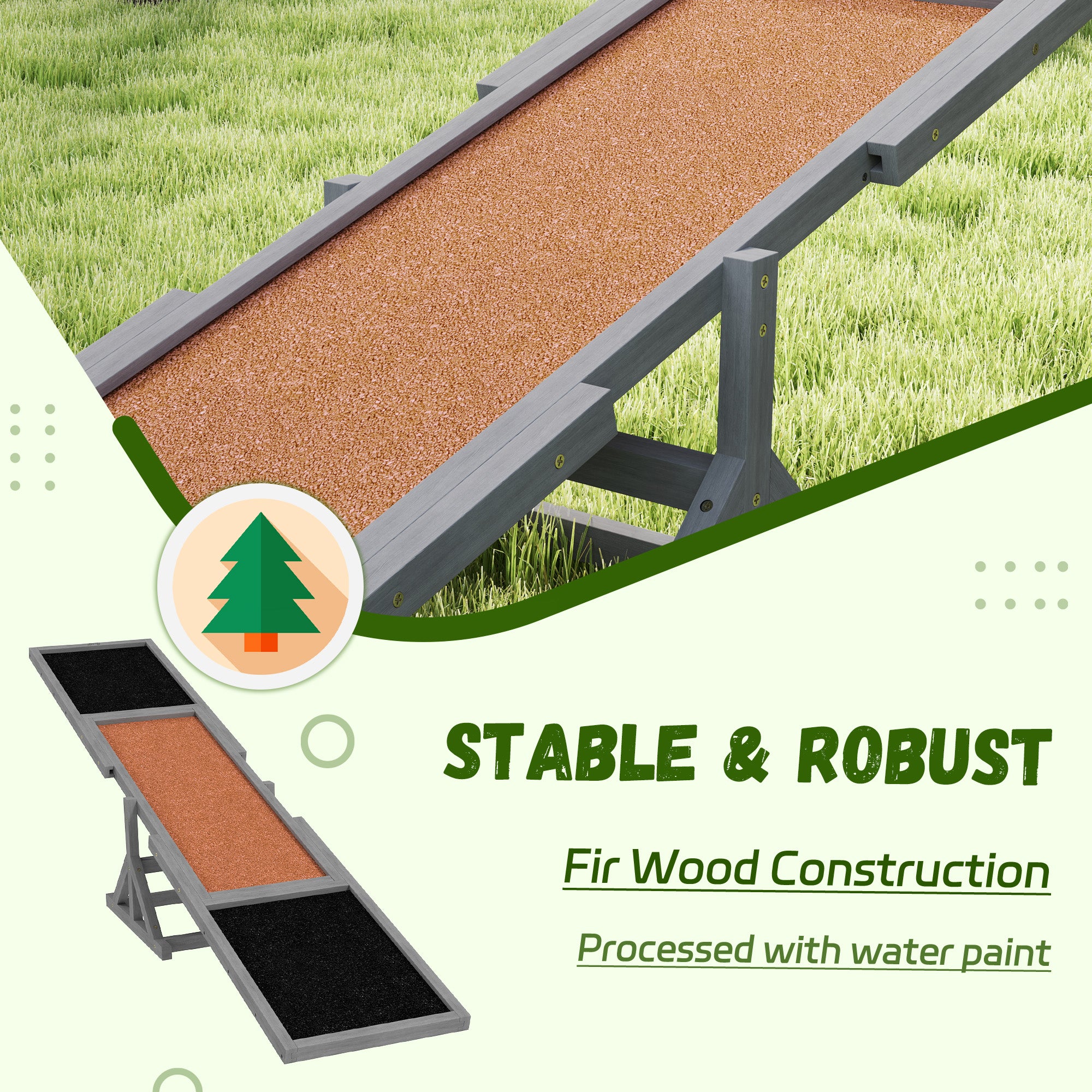 Wooden Dog Agility Seesaw For Training And Exercise, Weather Resistant, 83 L X 16 W X 14 H, Gray - 5 - CJ