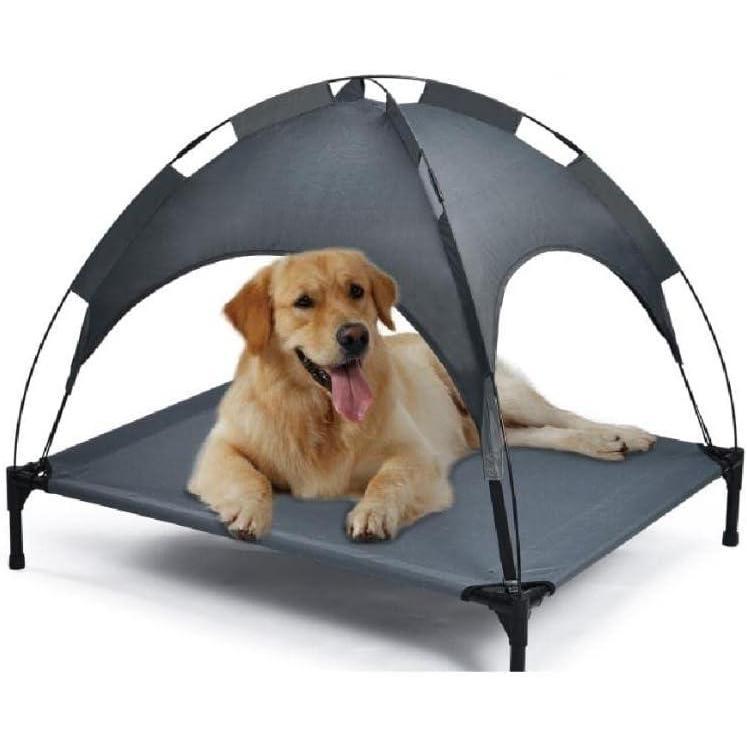 Outdoor Portable Grey Pet Dog Bed With Awning - 5 - CJ
