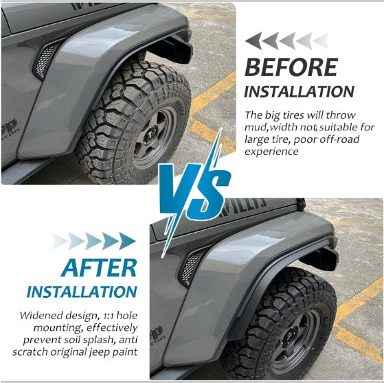 Front Rear Fenders Compatible With 2020 - 2024 Wrangler Gladiator JT Sport Willys - 5 - cjdropshipping