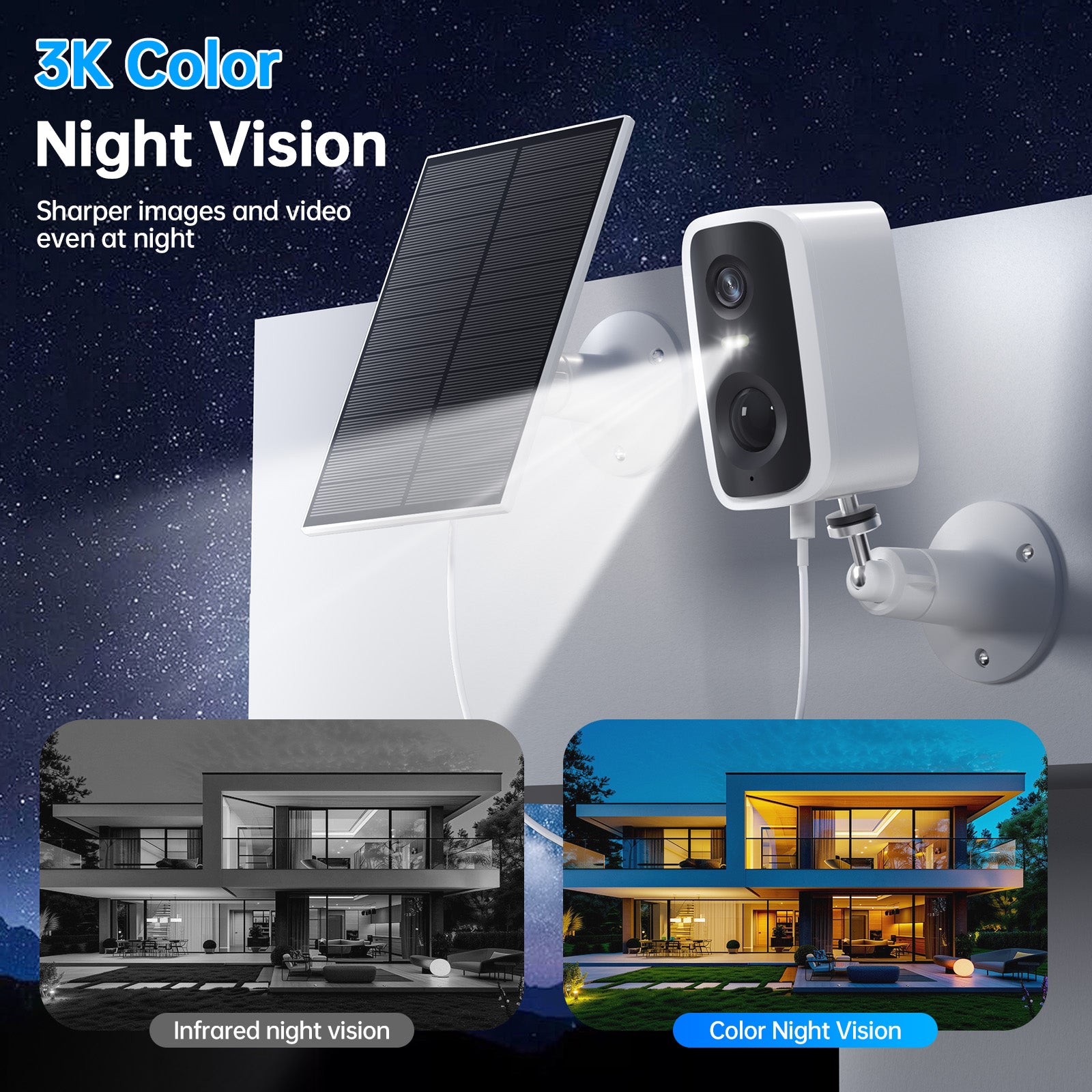 Solar Battery WIFI Camera 2K Human Detection Waterproof Mini CCTV With 5000mAh Battery With Solar Panel - 5 - CJ