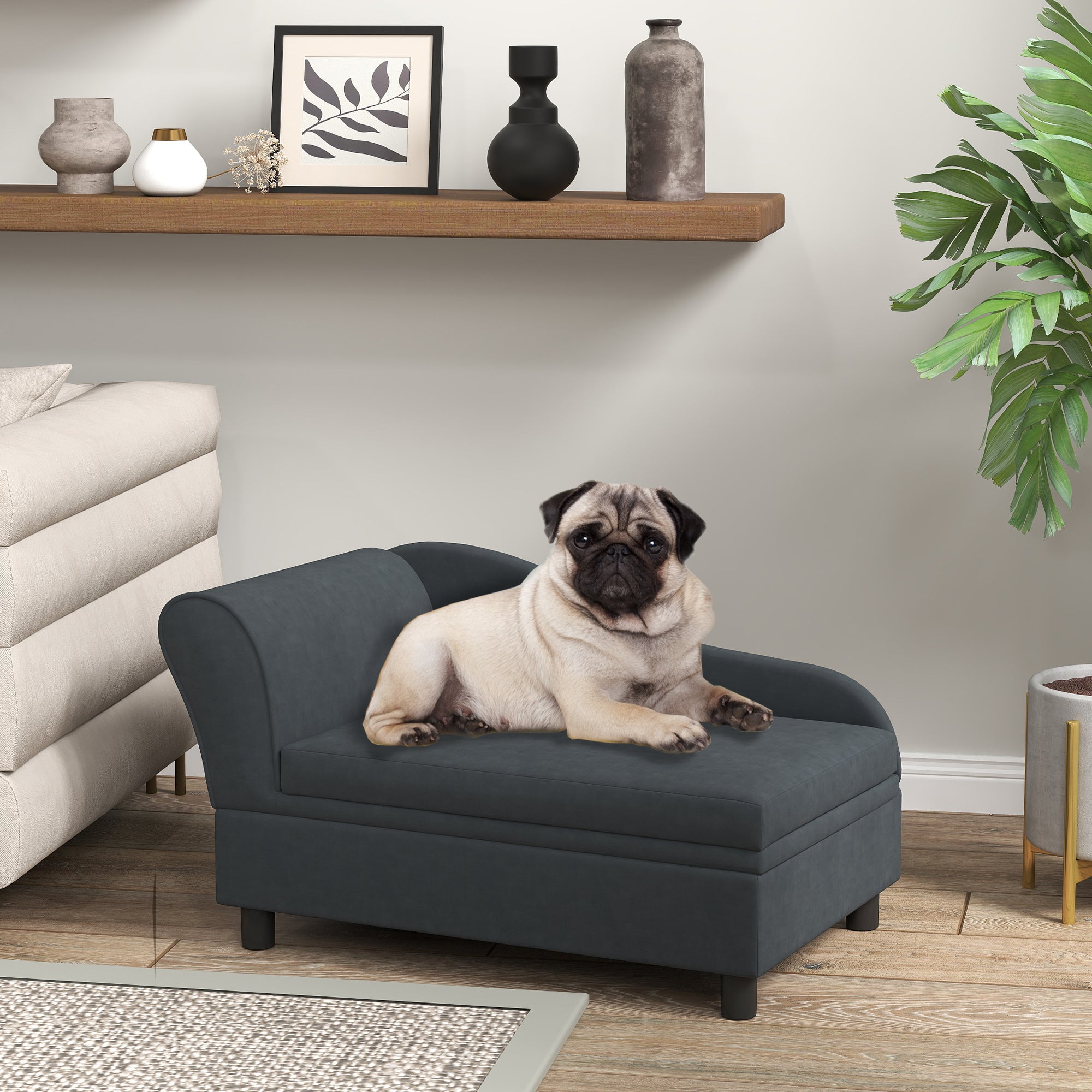 Pet Sofa Bed Couch With Storage, Pet Sofa For Cats And Small Dogs, Dark Gray - 5 - CJ