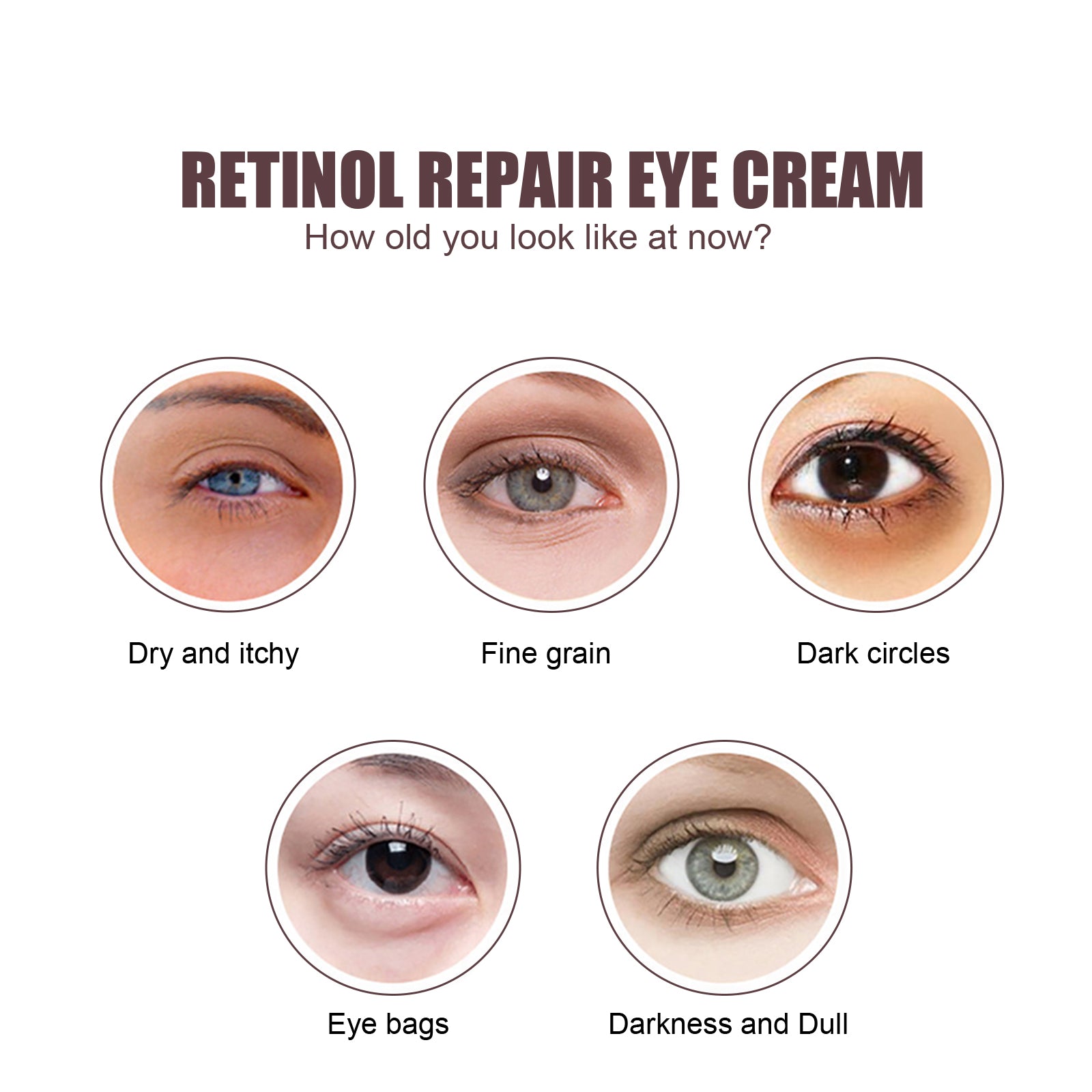 Hoygi Retinol Repair Eye Cream, Reduce Wrinkles Fine Lines Bags Dark Circles Brightening Skin Anti - Wrinkle Repair Eye Cream - 5 - CJ