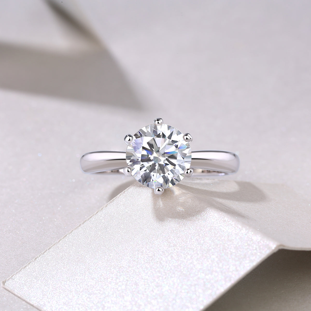 Classic Six - prong Mossan Diamond Silver Open Ring And Fixed Ring Prohibit TikTok sales - 5 - CJ
