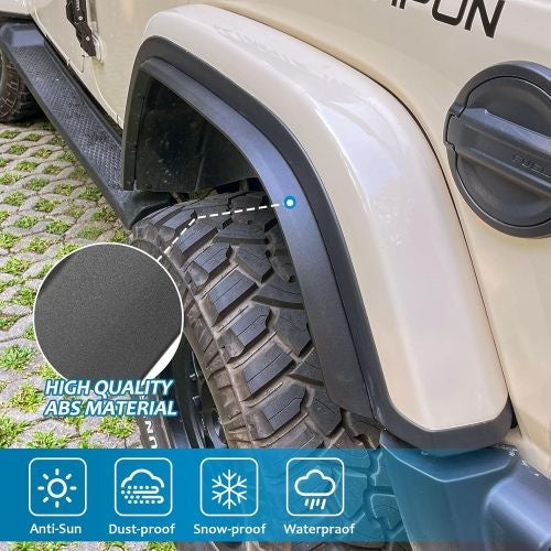 Fenders Front And Rear Fenders Compatible With 2018 - 2024 Je Ep Wrangler JL And JLU Unlimited Rubicon, Off - Road Wheel Fender Liner Set 4 Pcs Only Fit High Clearance Fender Flares,Not For 4XE - 5 - CJ