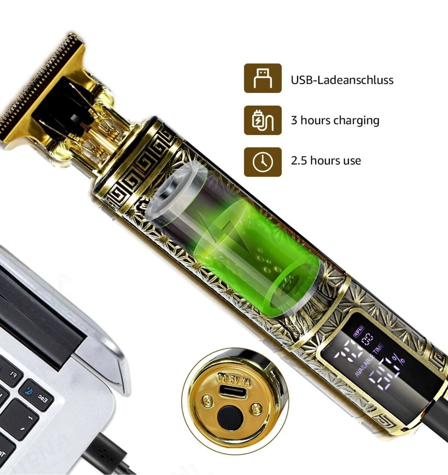 Beard Trimmer Hair Clippers Cordless Hair Cutting Kit Barber Shaving Machine For Men USB Rechargeable 1 PCS - 5 - CJ