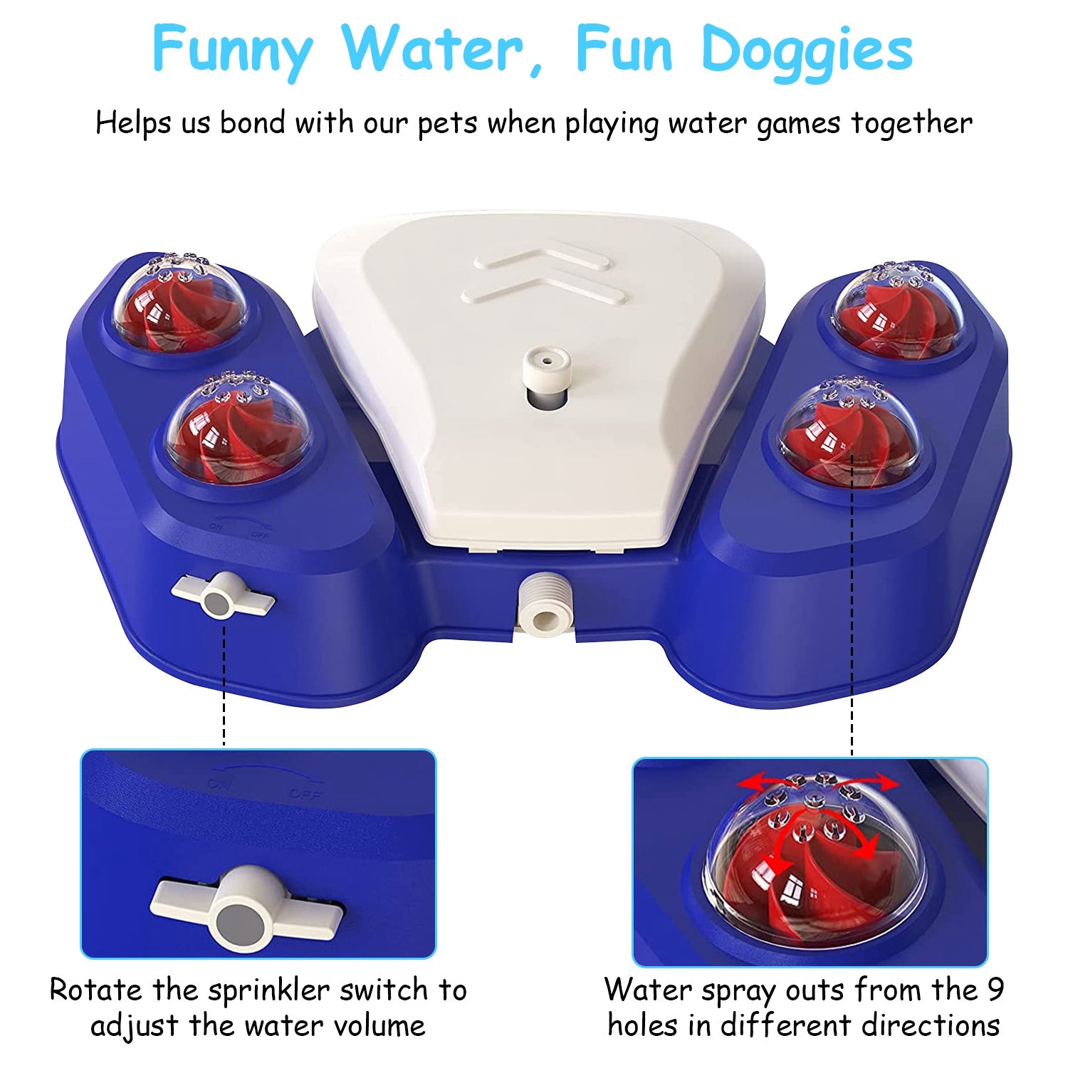 Blue - Yellow Color Options - 1Pc Dog Water Fountain Multifunctional Automatic Pet Water Dispenser Outdoor Step - on Activated Sprinkler For Drinking Shower Fun - 5 - CJ