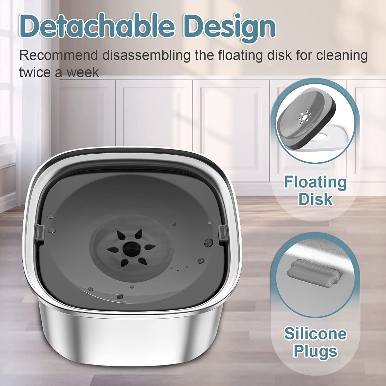 Pet Stainless Steel Water Bowl Large Capacity Floating - 0 - CJ