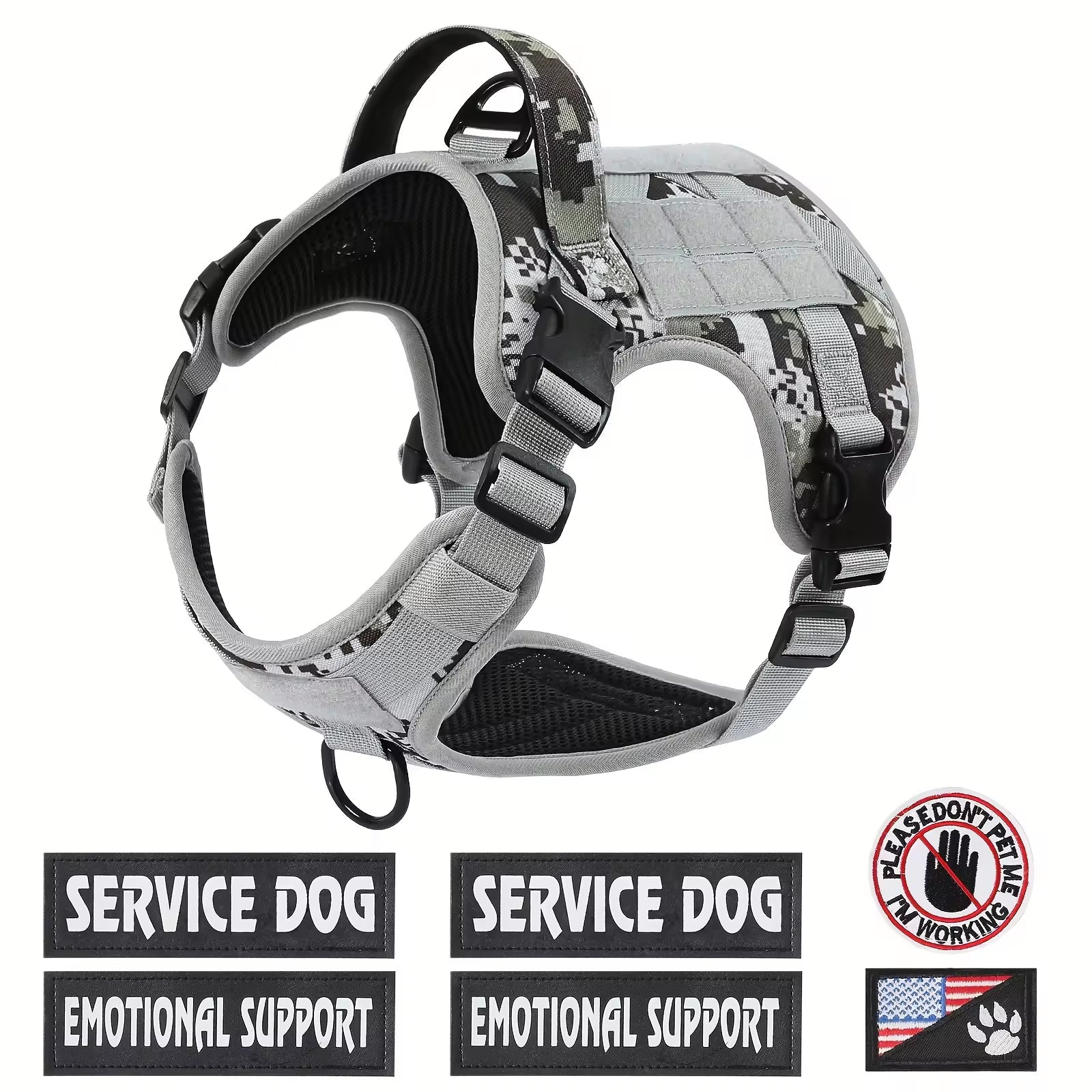 Tactical Pet Chest Service Dog Harness Vest Adjustable Reflective Dog Harness Metal Buckle Hiking Training - 5 - CJ