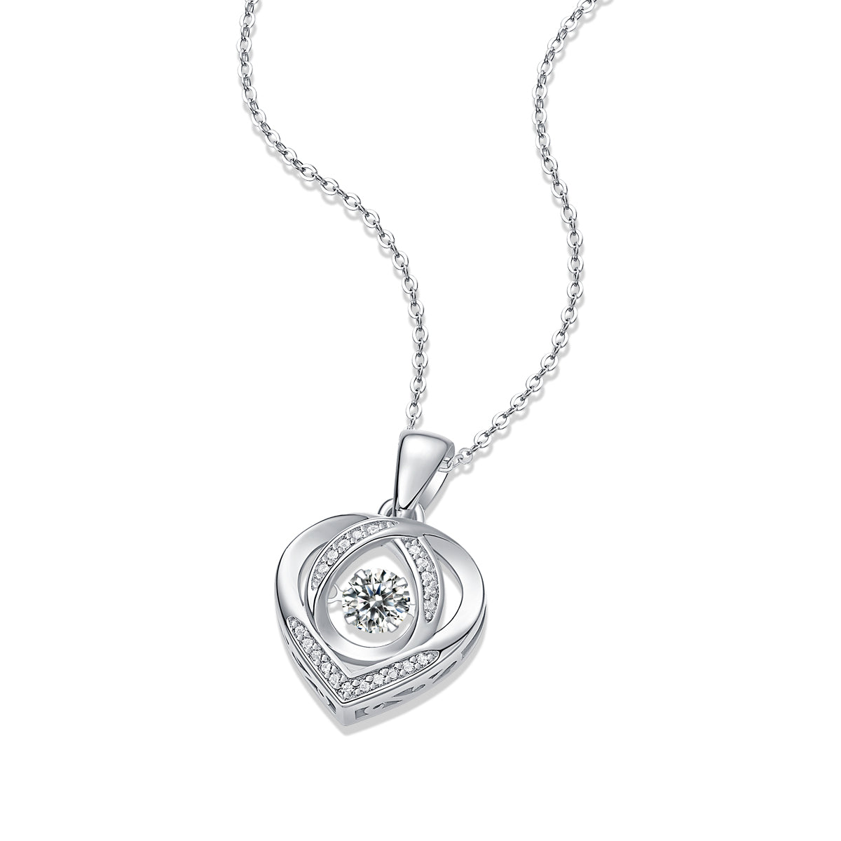 1Heart To Have Your Luxurious Fashion Diamond Pendant Necklace Set With Mosan Diamond Silver Ornaments Prohibit Tk Sales - 5 - CJ