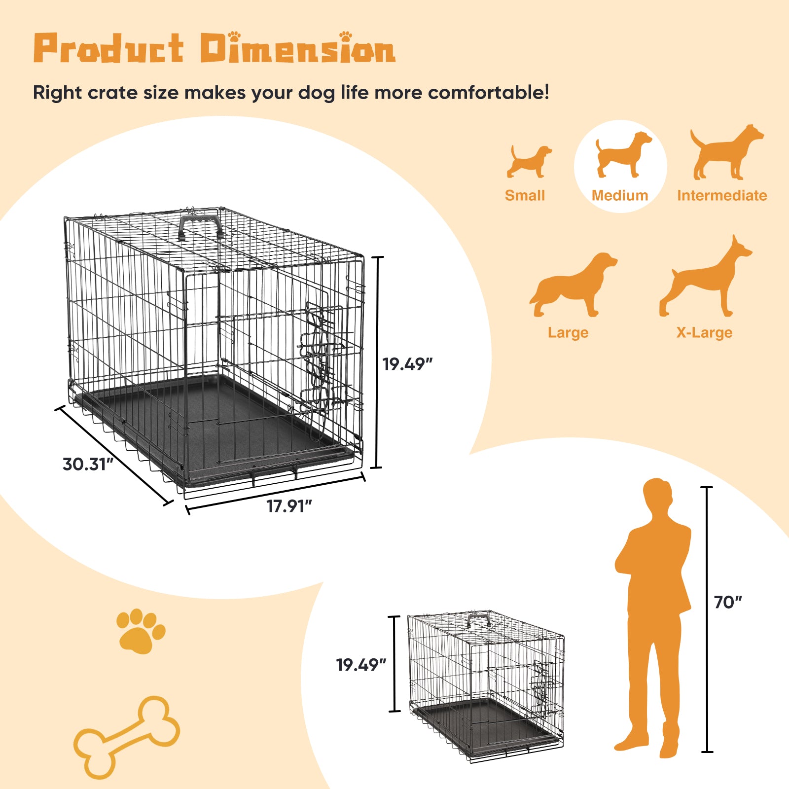 24 - 30 Inch Single Door Dog Cage - 5 - CJ