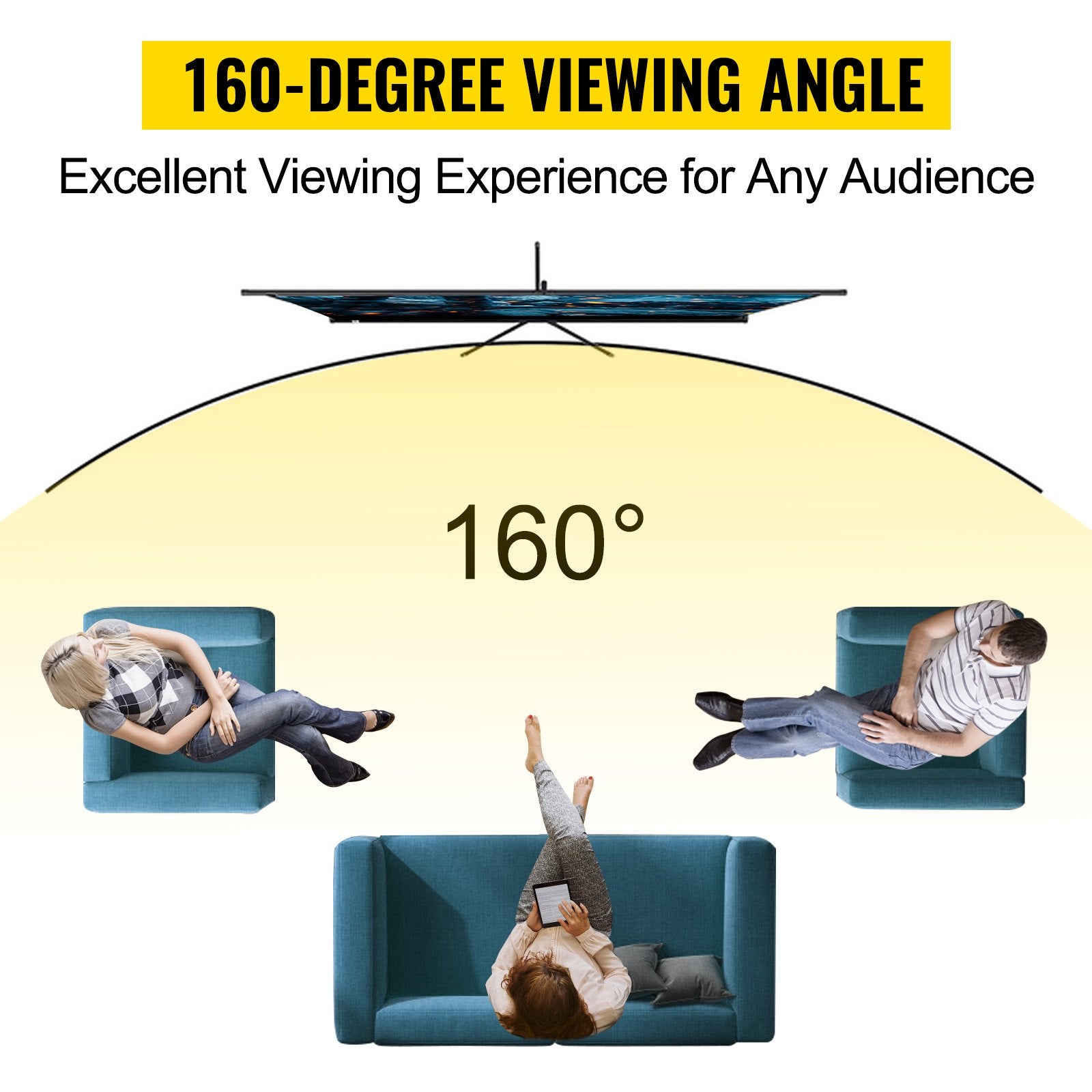 Tripod Projector Screen With Stand 100inch 16:9 4K HD Projection Screen Stand Wrinkle - Free Height Adjustable Portable Screen For Projector Indoor & Outdoor For Movie, Home Cinema, Gaming, Office - 5 - CJ