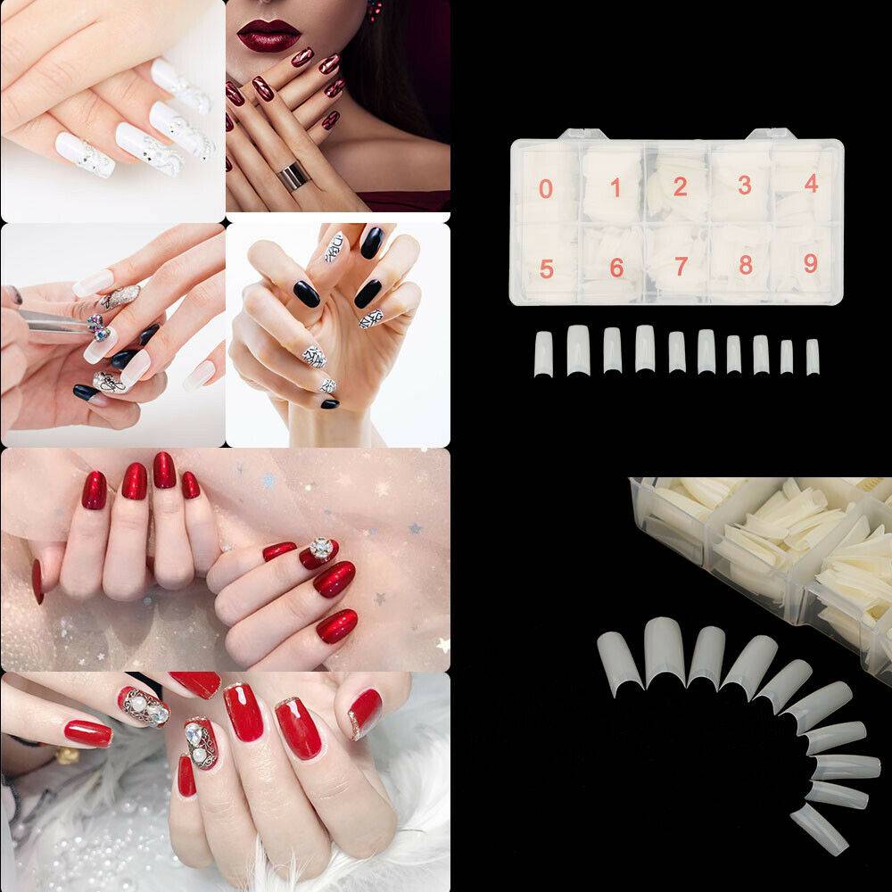 500Pcs Fake French Nail Tips White Clear Stiletto False Gel Pointy Art Acrylic - 5.0 - CJ