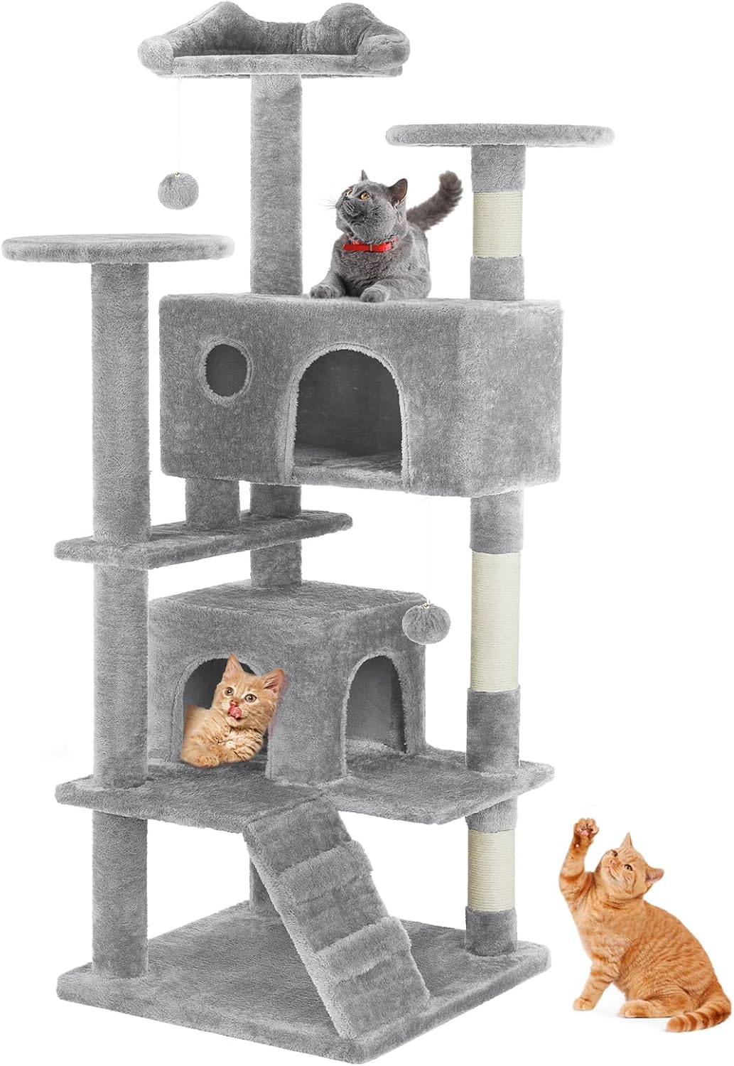 54 - Cat Tree Tower - Multi - level With Sisal Grab Post, Indoor Apartment With Ladder, Plush Toys, Rest And Play - 5 - CJ