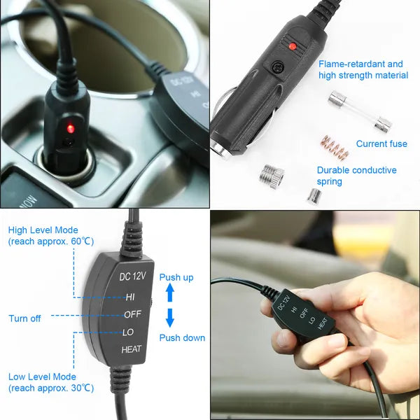 Heated Car Seat Cushion 12V Auto Seat Cover Warmer With Adjustable Temperature Controller - 5 - CJ